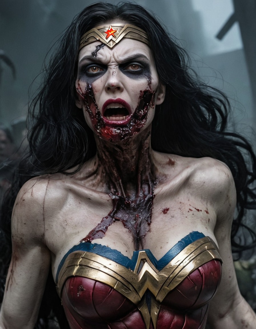 zombie, wonder woman (dc comics), superhero, undead, horror, transformation