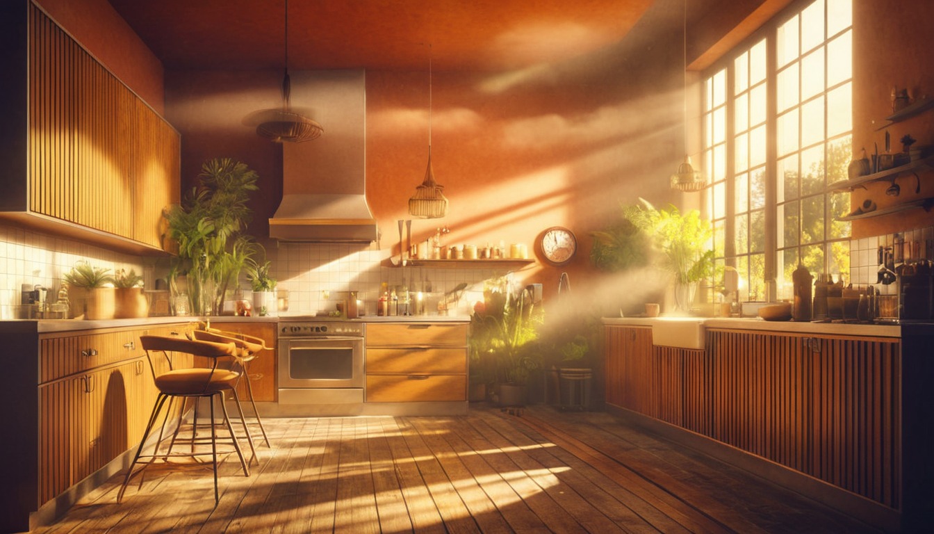 architecture, conceptart, burntorange, designconcept, kitchen, midcentury, nostalgia