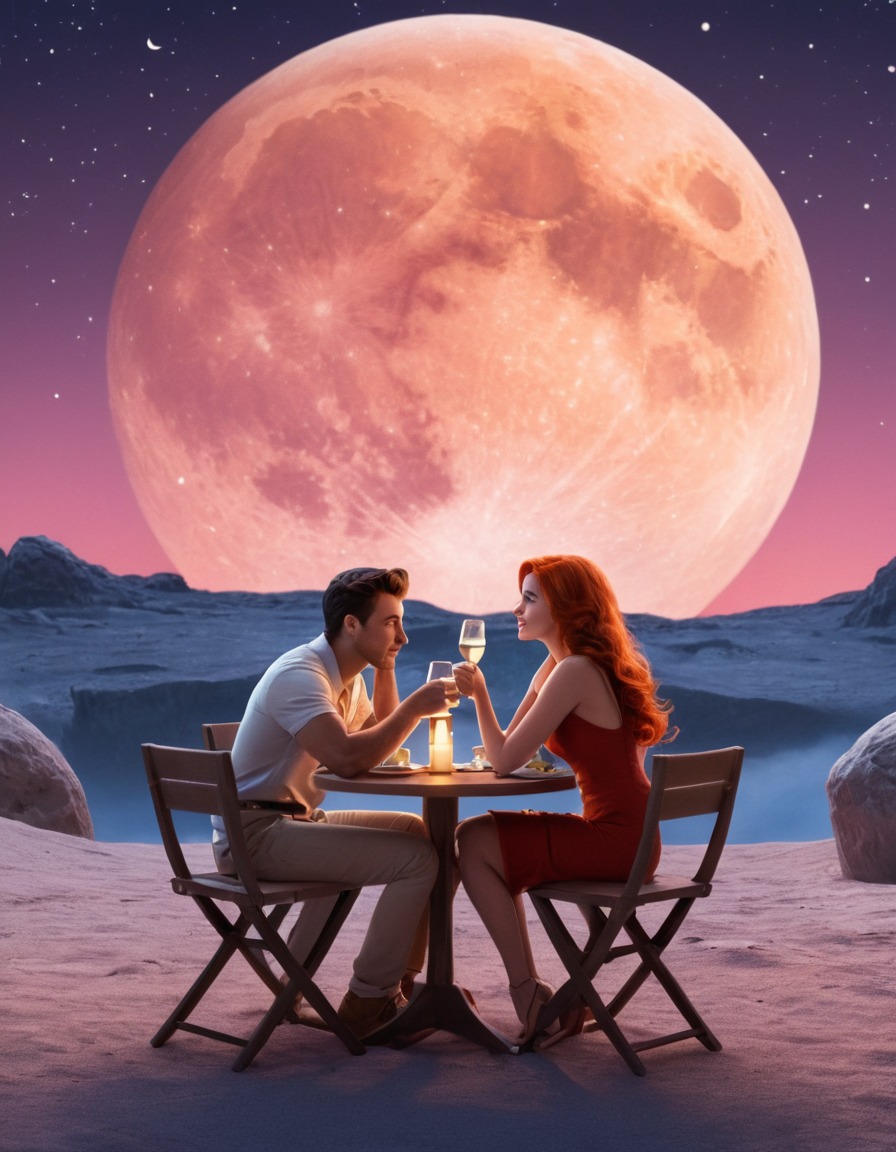 amy wong, kif kroker, romantic date, moon scenery, space romance, futurama