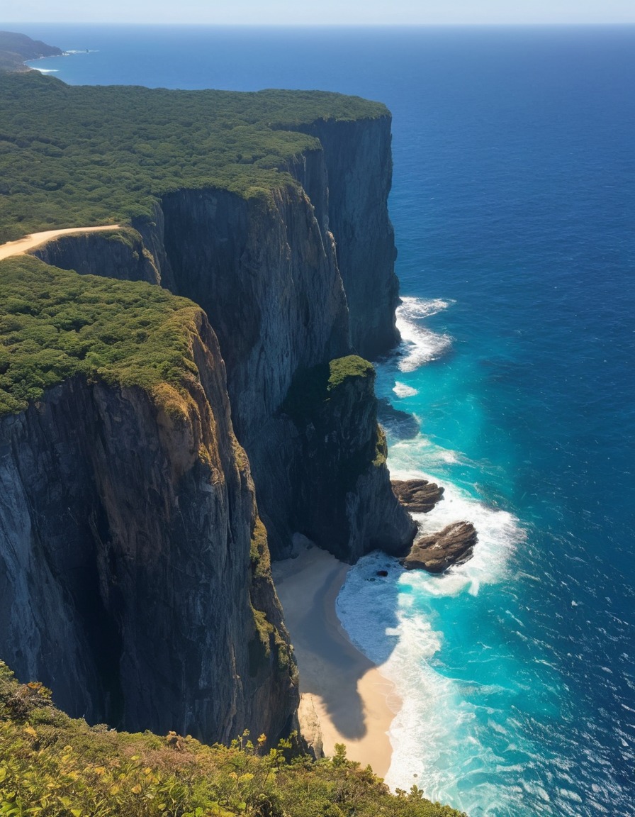 nature, ocean, cliff, scenic view