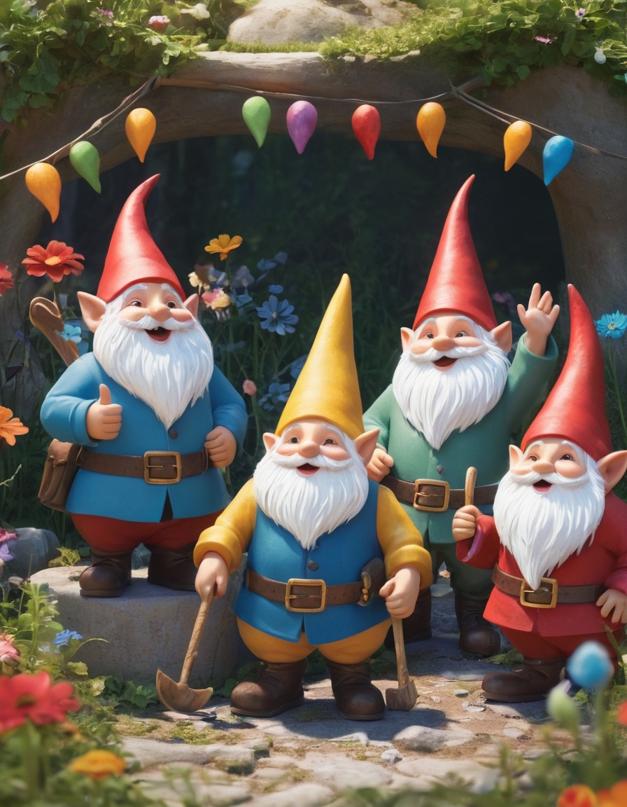 fantasy, gnomes, garden, festival, celebration