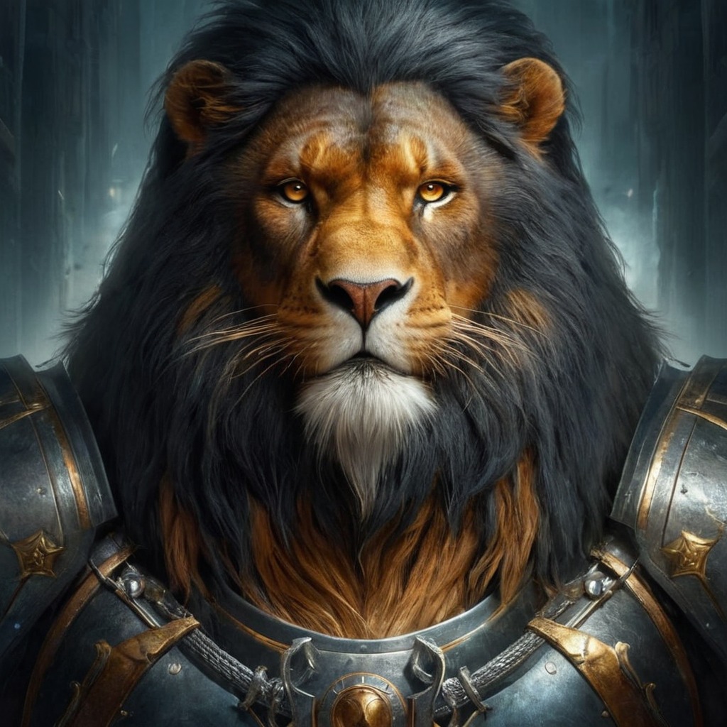 digitalart, characterdesign, warrior, fantasyart, lion, tiger, scifi, bing, conceptart, hybrid, space