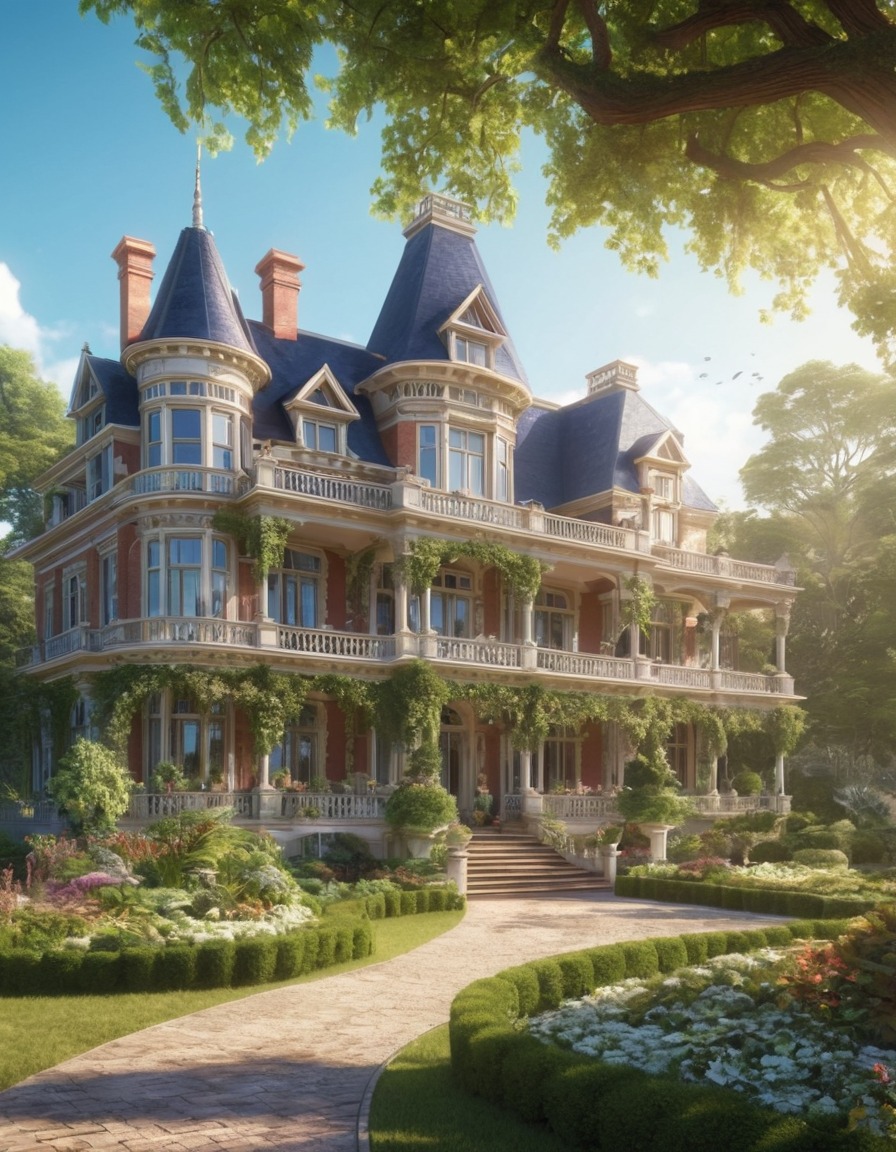 victorian mansion, garden, architecture, luxury, historical, estate