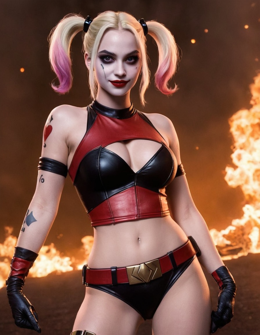 superhero, harley quinn, dc comics, defeated villain, comic book character