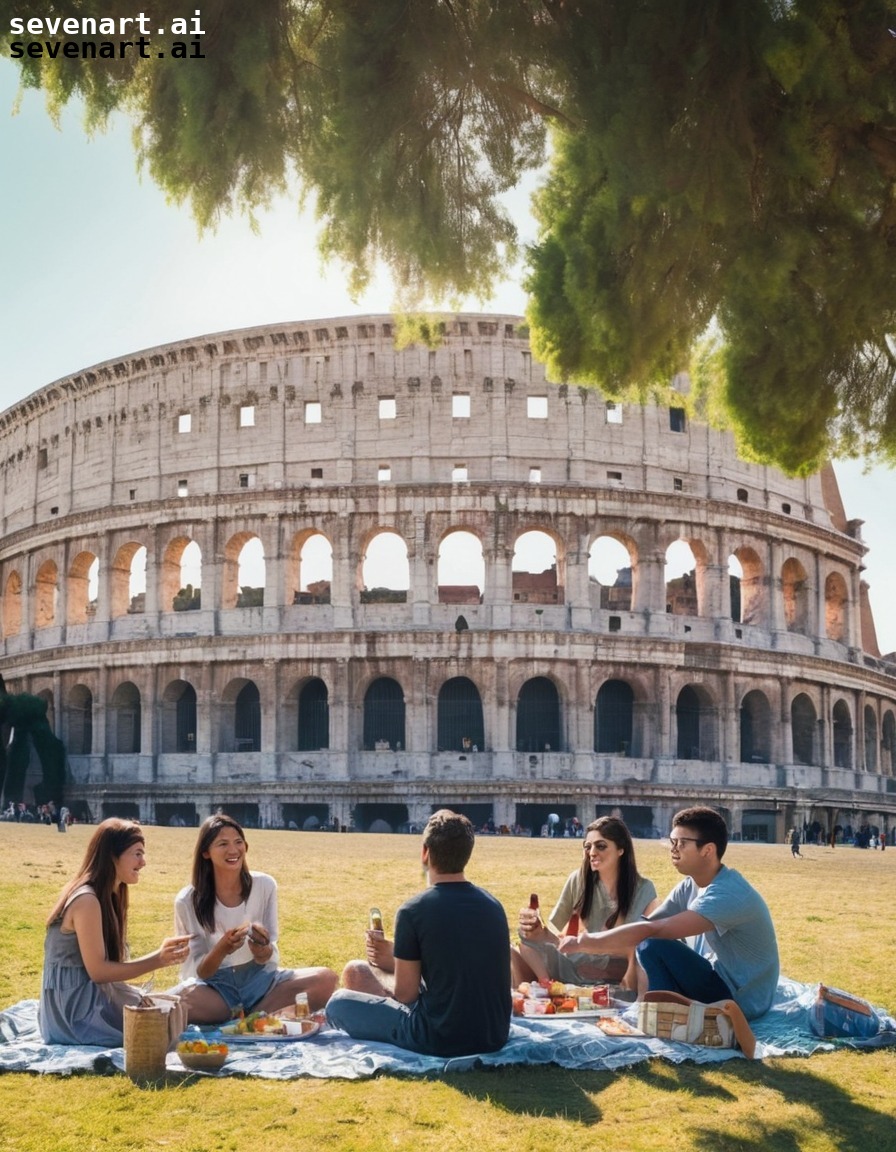 travel, friends, colosseum, rome, italy, europe