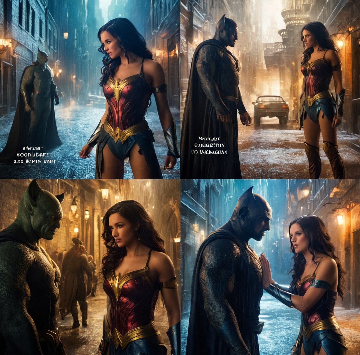 wonderwoman, batman, alleyway, batmanfanart, benaffleck, dcu, dcuniverse, flirting, raining, staring, streetscene, batmanxwonderwoman, wonder_woman, batfleck, galgadot, brucewaynebatman, galgadotwonderwoman, wonderwomanfanart, wonderwomanamazon, snyderverse, gal_gadot, 37threalm