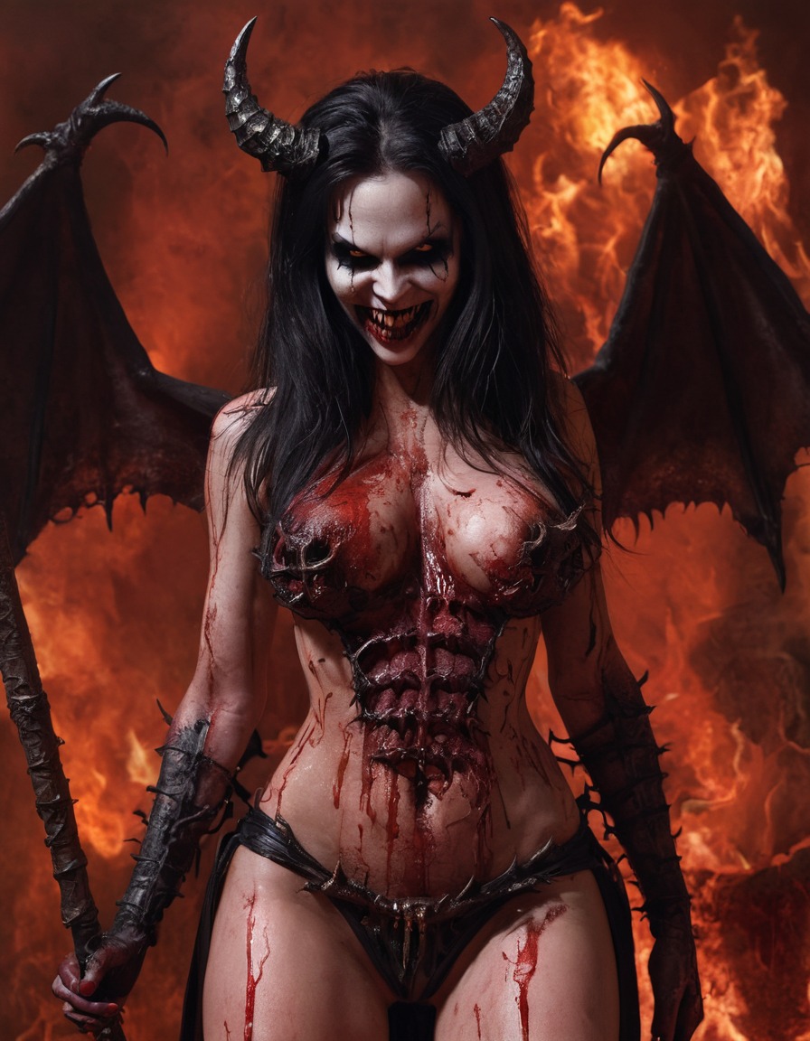 hell, demon, spellcasting, eternal damnation, fantasy, sexy, nsfw	