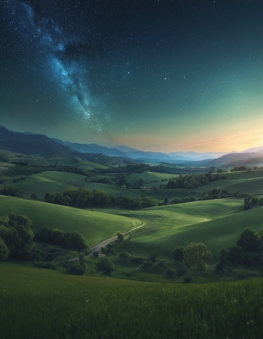 nature, night sky, time-lapse, countryside, tranquility