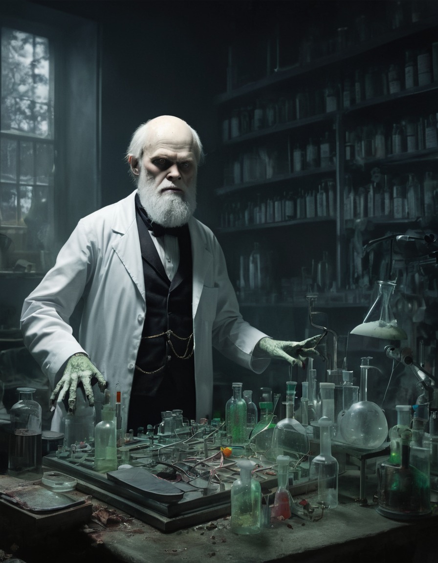 charles darwin, zombie, laboratory, experimentation, science