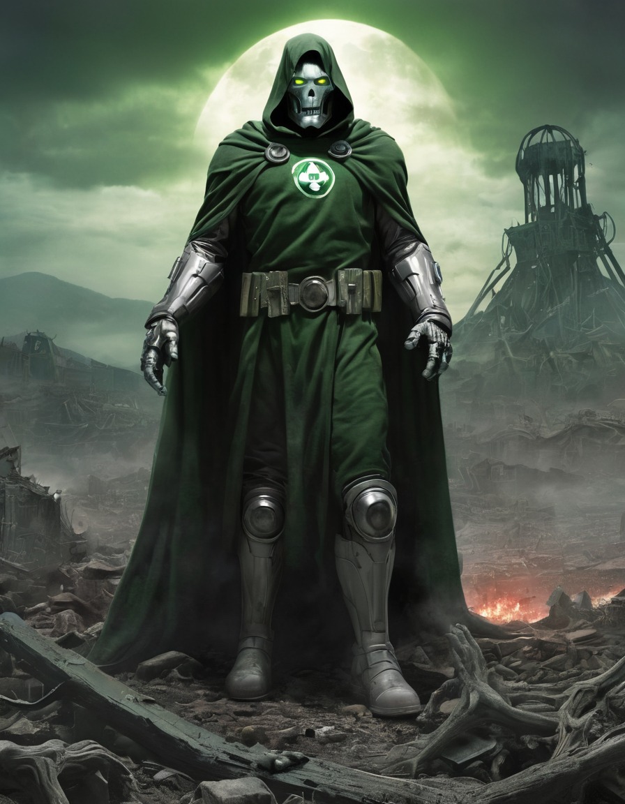 doctor doom, zombie, ruler, post-apocalyptic, landscape, marvel