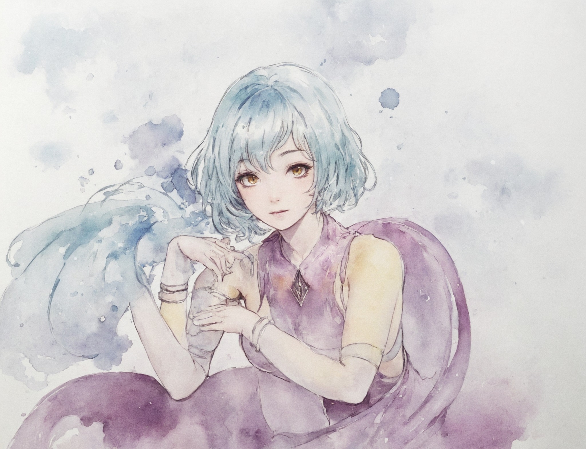 illustration, watercolor, touhou, touhou project, 東方project, sagume kishin, touhou sagume, art, game, watercolor art