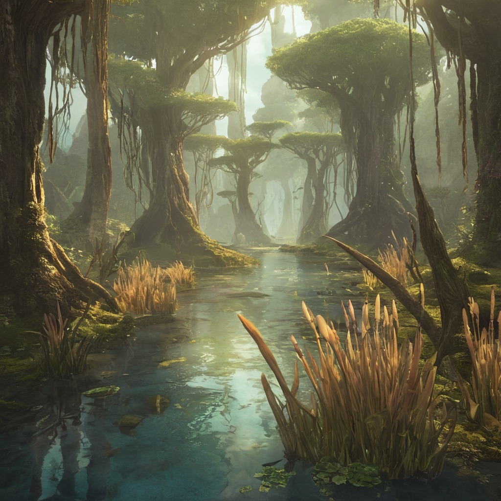 digitalart, dreamup, plants, mangrove, swamp, ai_art