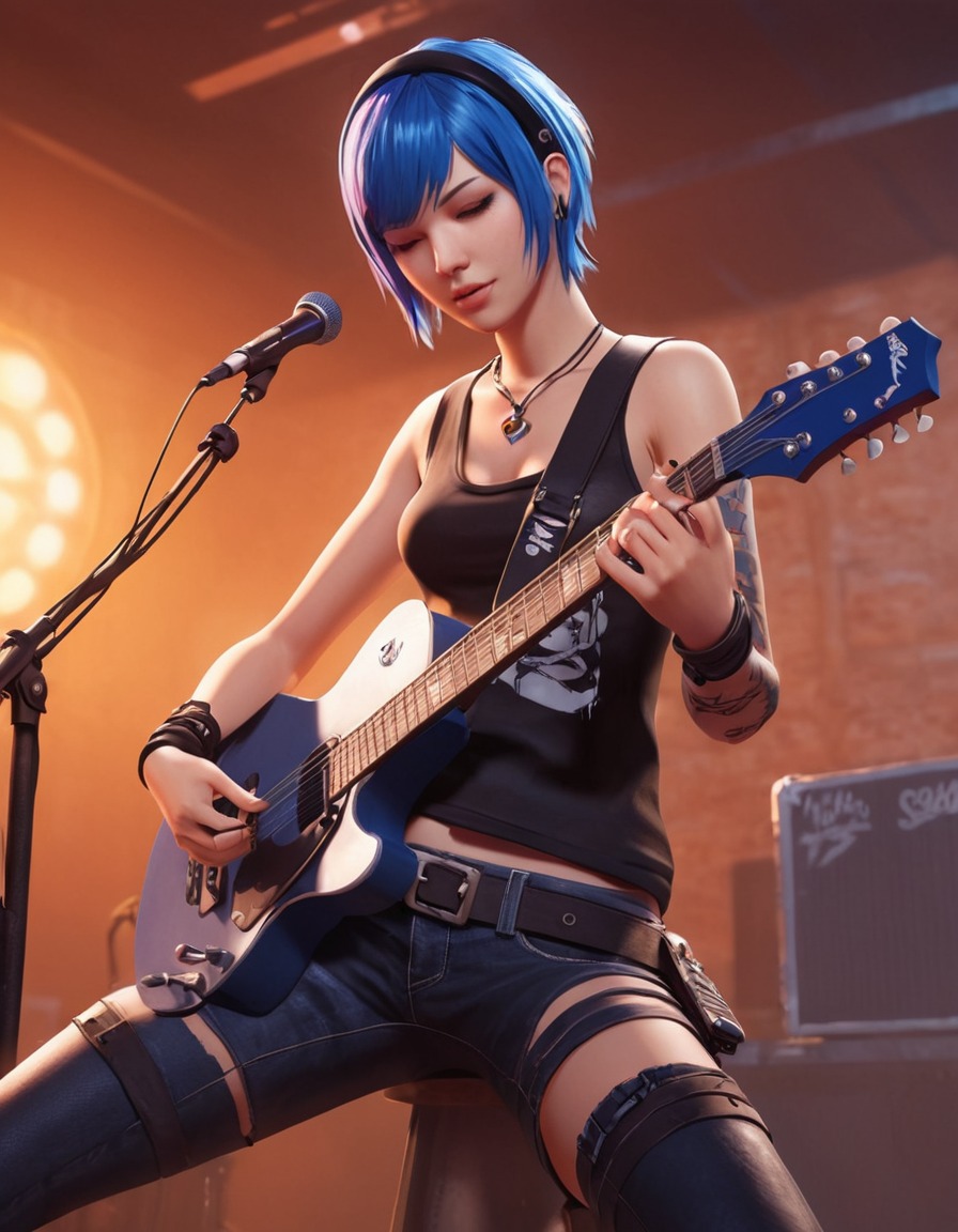 chloe price, life is strange, guitar, punk rock, video game character, anime, games