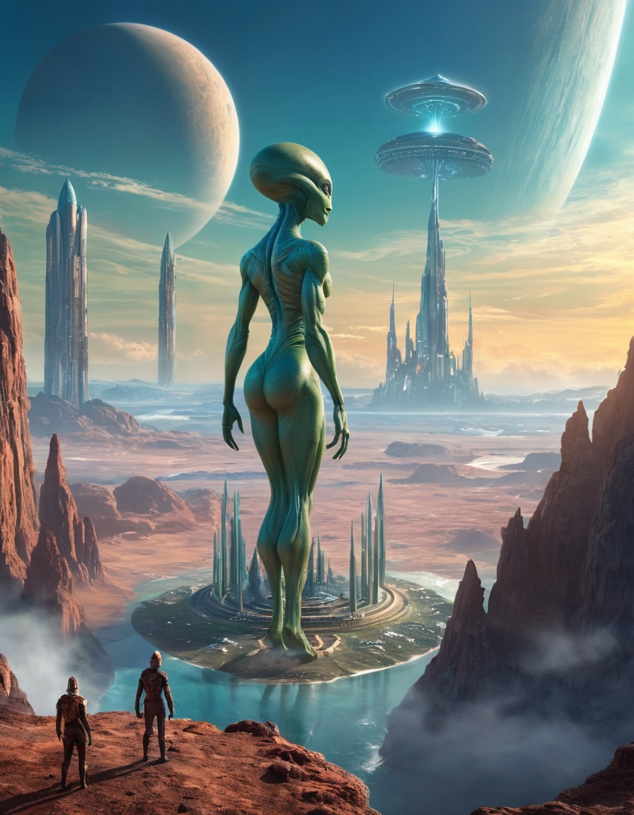 alien being, alien civilization, majestic, towering, peaceful, harmonious, extraterrestrial, aliens