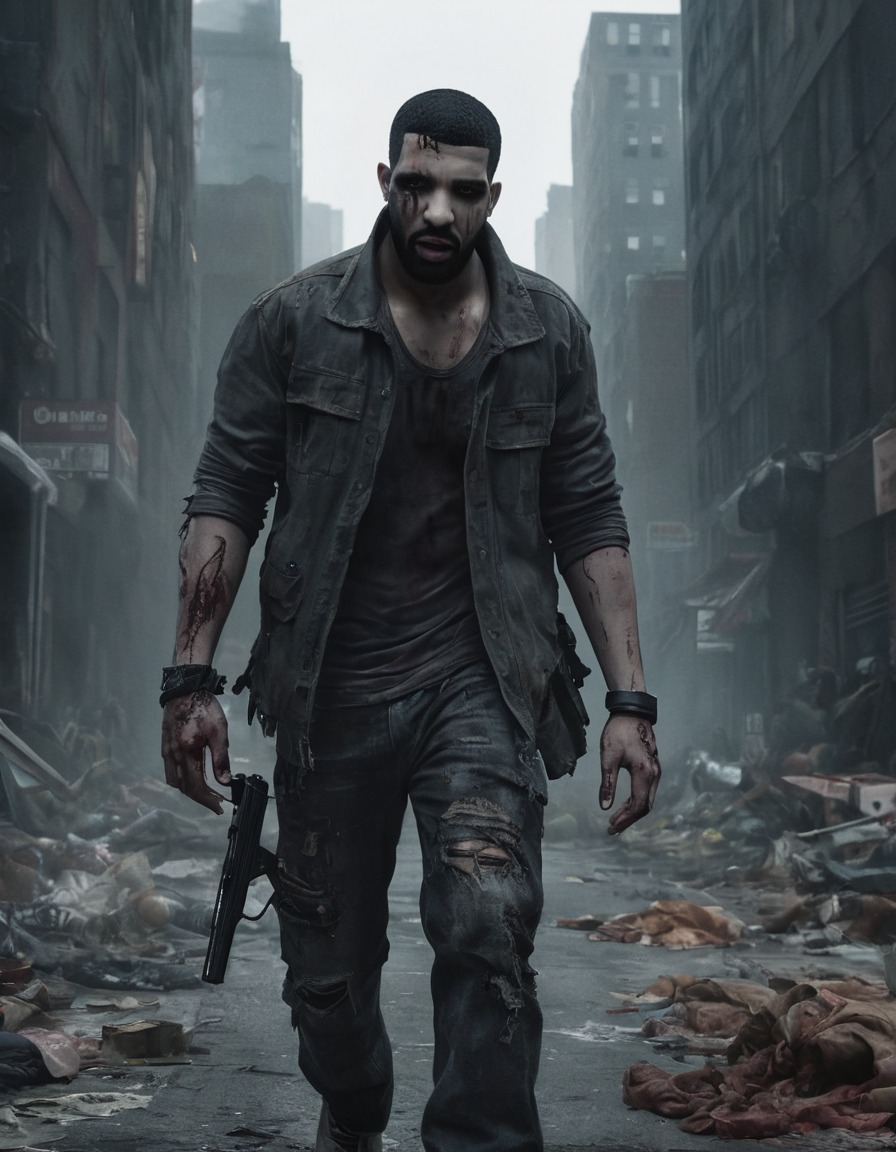 drake, zombie, post-apocalyptic, cityscape, celebrities