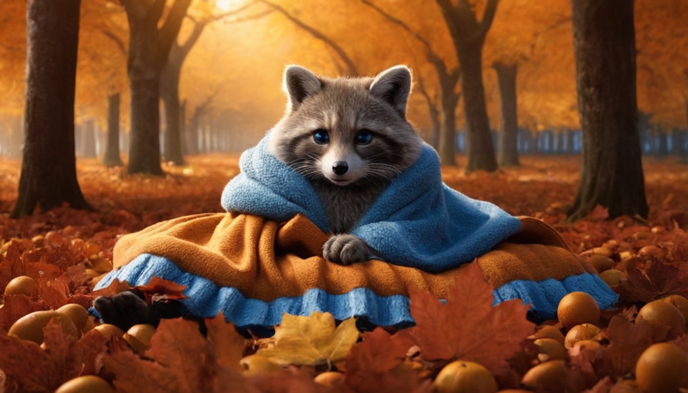 digitalart, animal, wallpaper, autumn, creature, dark, epic, fall, fantasy, fantasyart, fantasyartwork, fantasycharacter, fantasyillustration, horror, leaves, macabre, magic, mythology, pullover, racoon, scifi, scififantasy, sweater, scifiartwork, aiart, dailychallenge, sweaterweather, jamesar, noaihaters