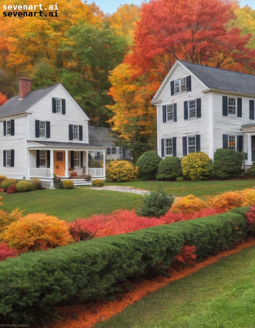 autumn, new england, foliage, colonial houses, picturesque, usa