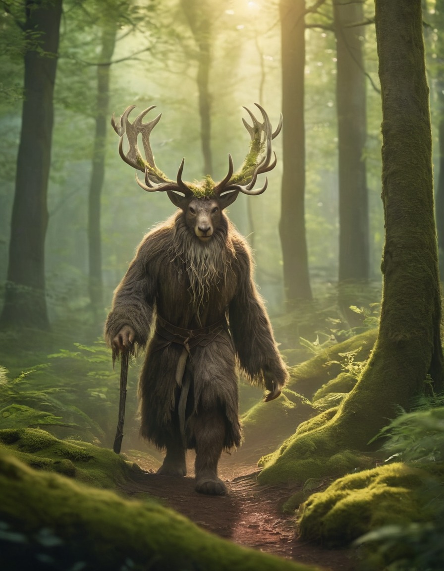 fantasy, leshy, slavic folklore, spirit, lush forest, nature, mythical creature