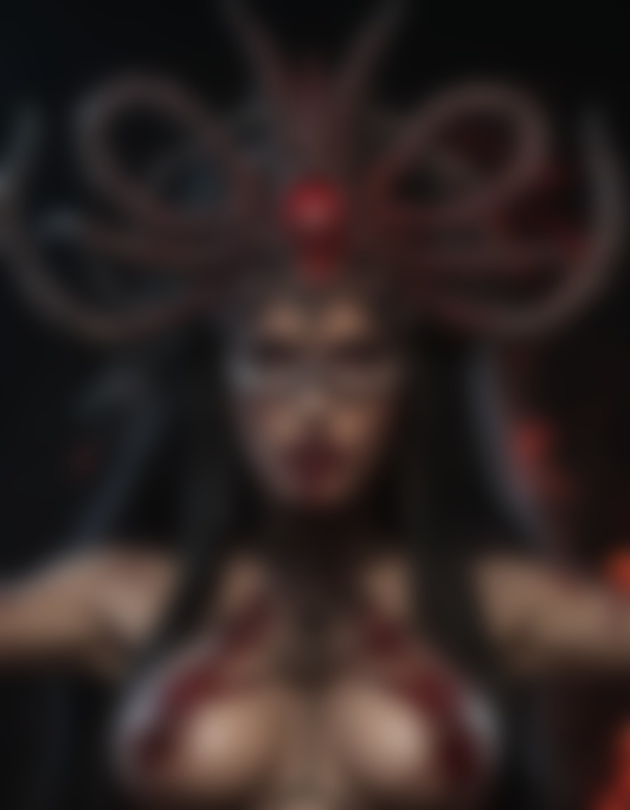 demoness, hell, metal headdress, souls, ruler, demon, sexy, nsfw, ai, aiart, art, digitalart