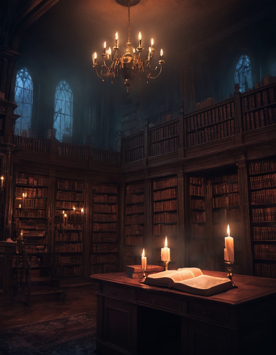 candlelit, library, forbidden, eerie, whispers, lovecraft, howard lovecraft