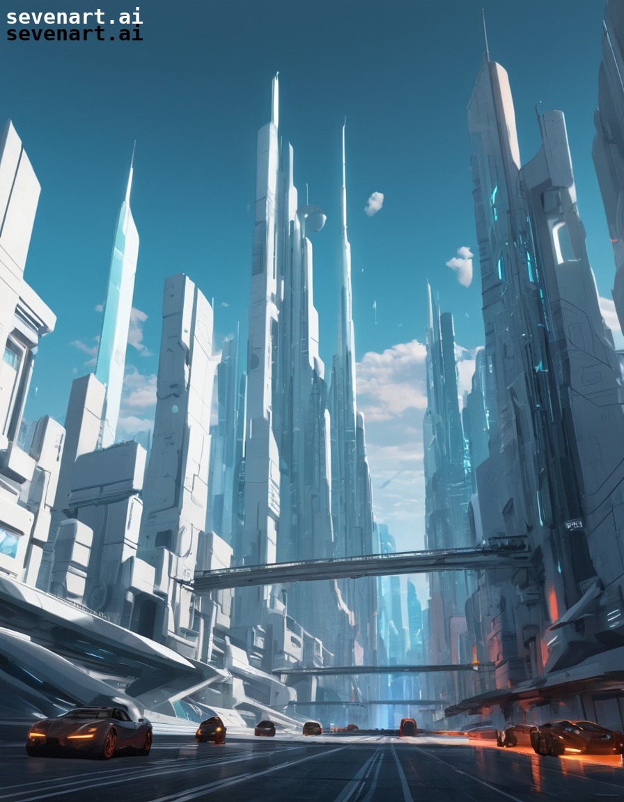 futuristic, cityscape, geometric, technology, innovation