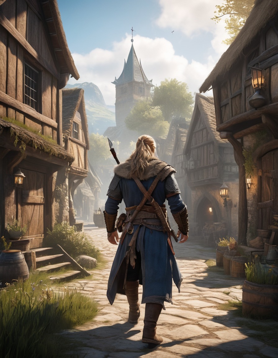 assassin's creed valhalla, viking, medieval, english village, stealth, video game, computer games