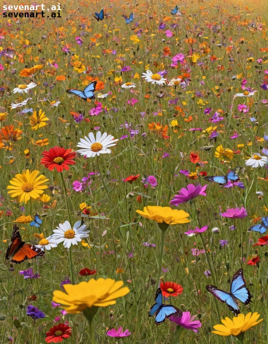 nature, wildflowers, vibrant, butterflies, scenic