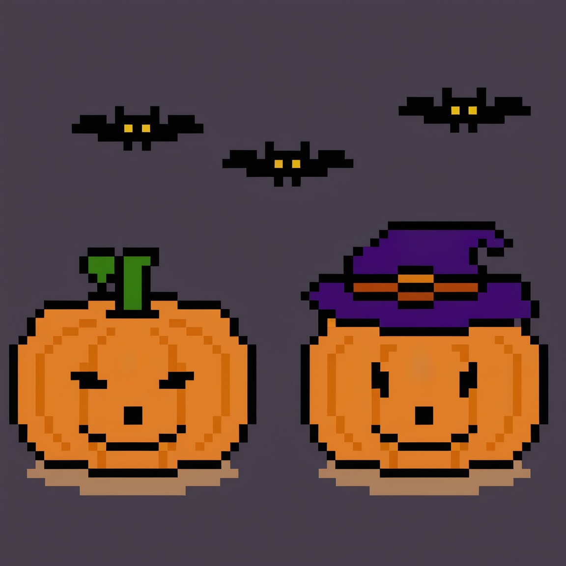 spooky, halloween, digitalart, pixelart, originalcharacter, bat, pumpkinpals