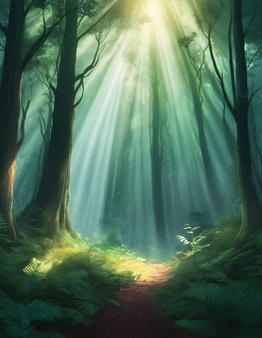 nature, forest, sunlight, enchanted, peaceful