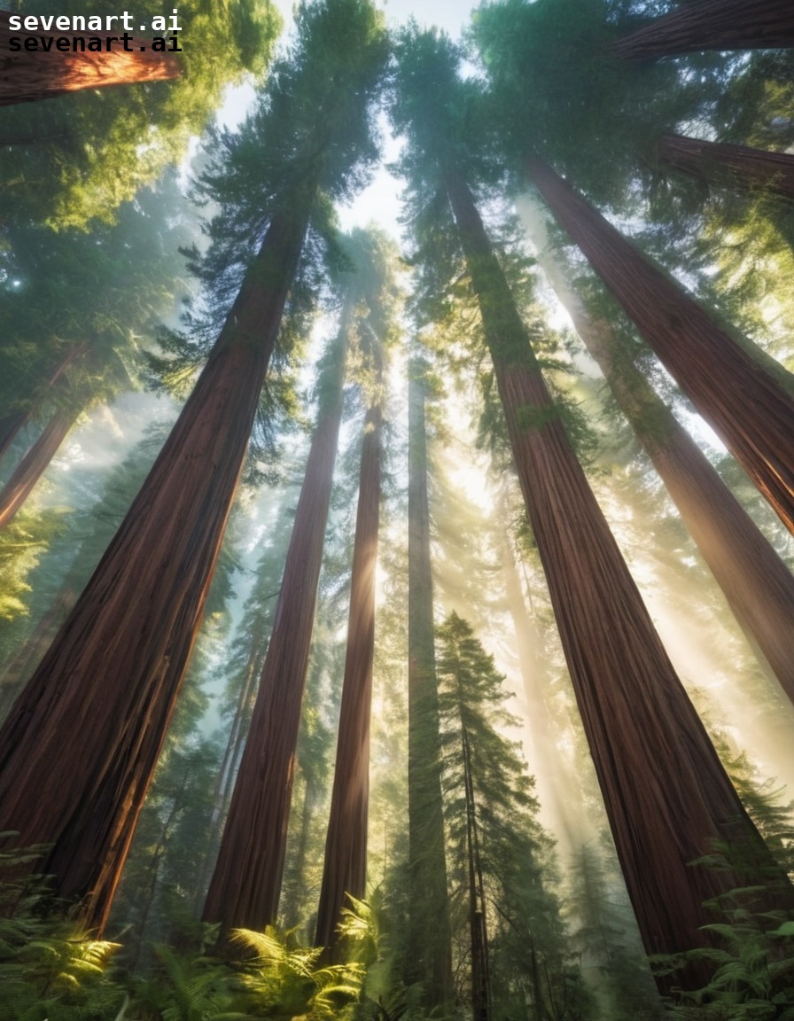 nature, forest, redwood trees, sunlight, environment