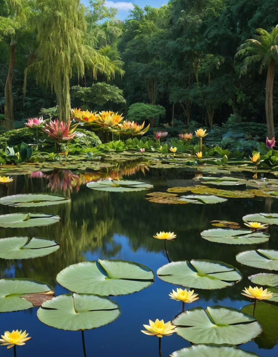 nature, water lily, pond, scenic beauty, floral, botanical garden