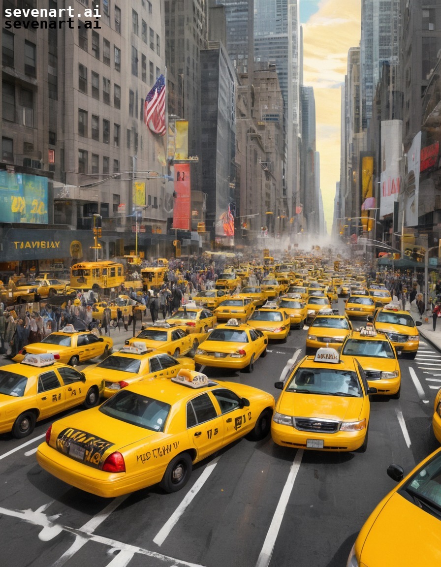 city life, diversity, urban landscape, yellow taxis, skyscrapers, usa