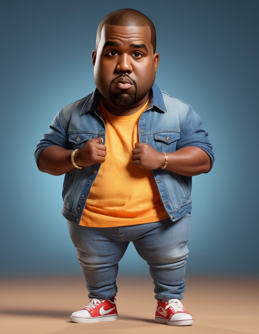 kanye west, cartoon, chubby, skinny jeans, fat