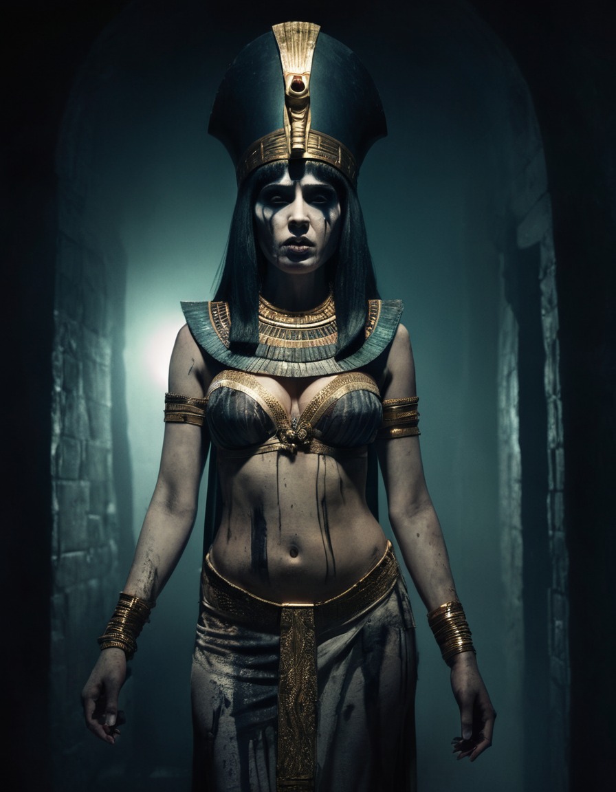 cleopatra, zombie, horror, shadows