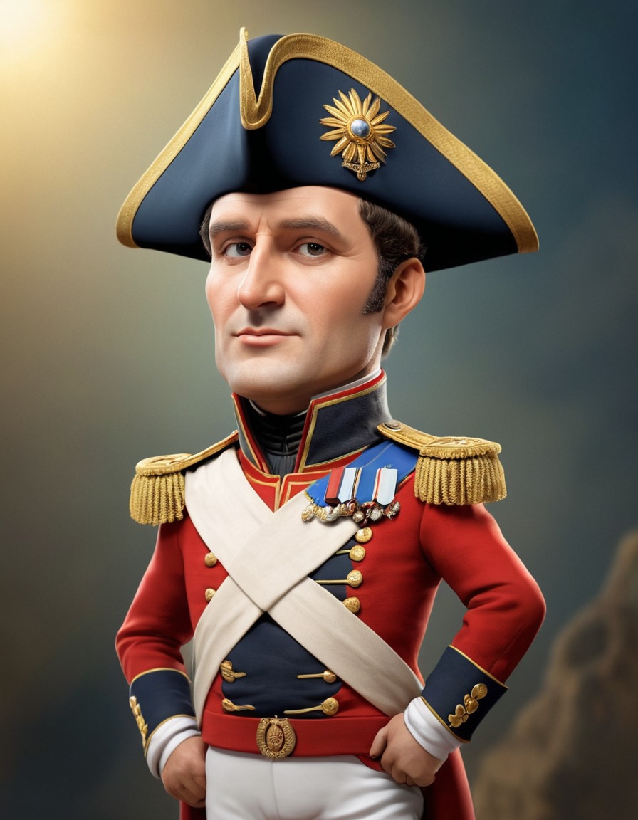 napoleon bonaparte, caricature, military, oversized, humor, funny