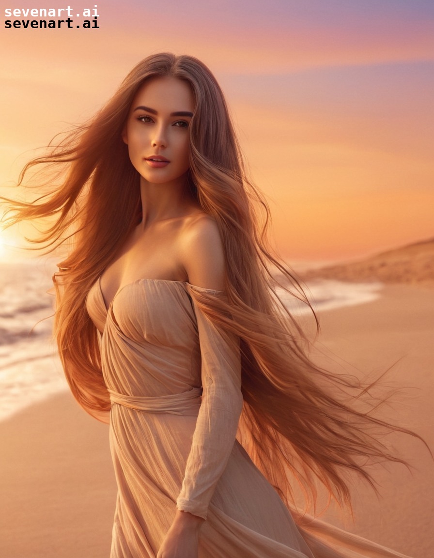 beach, sunset, woman, sensual, beauty