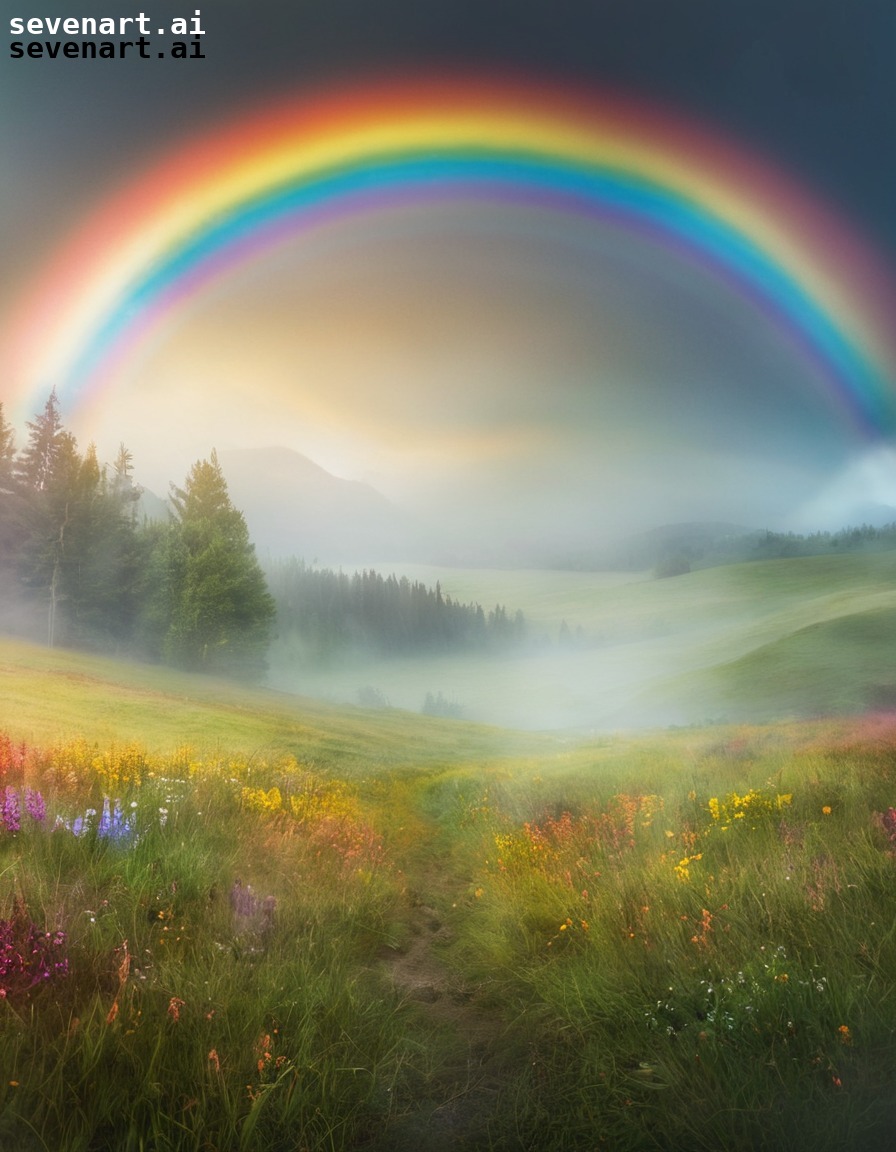 nature, rainbow, meadow, colorful, scenery