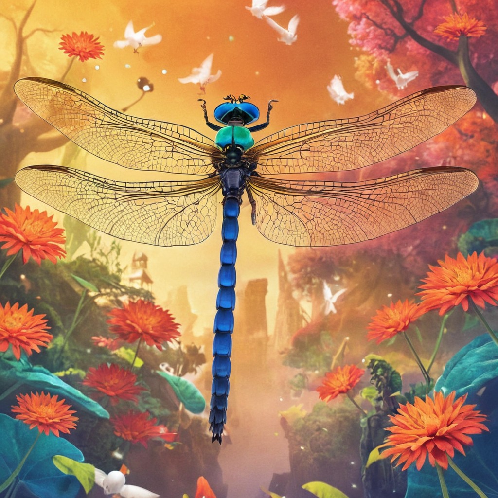 digitalart, insect, dreamup, digitalpainting, floral, dragonfly, ai_art