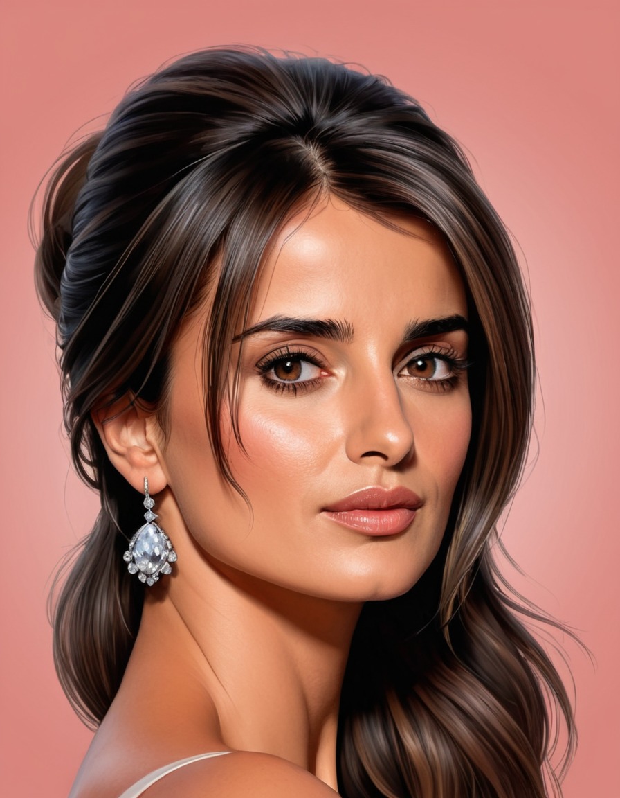 penélope cruz, actress, spanish, portrait, painting, art, celebrity