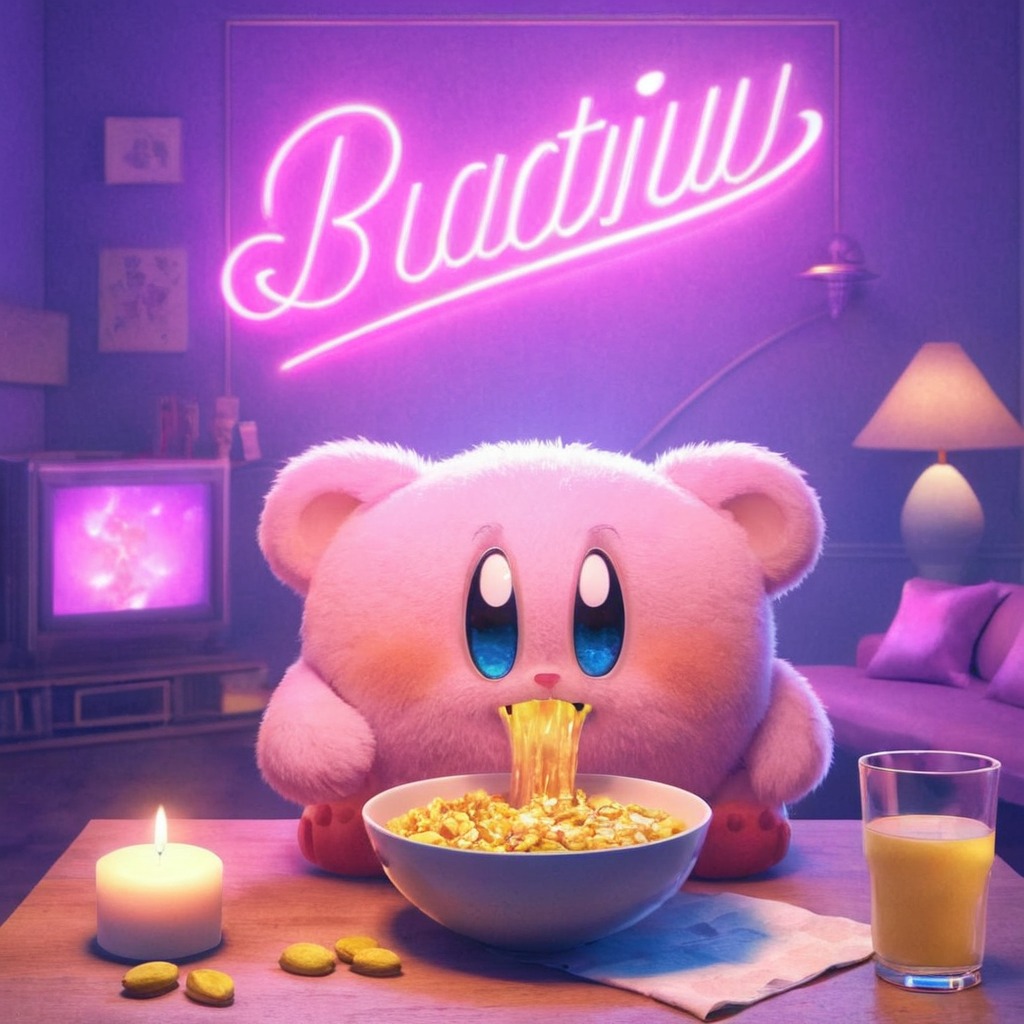 kirby, closeup, cute, noodles, sweet, with