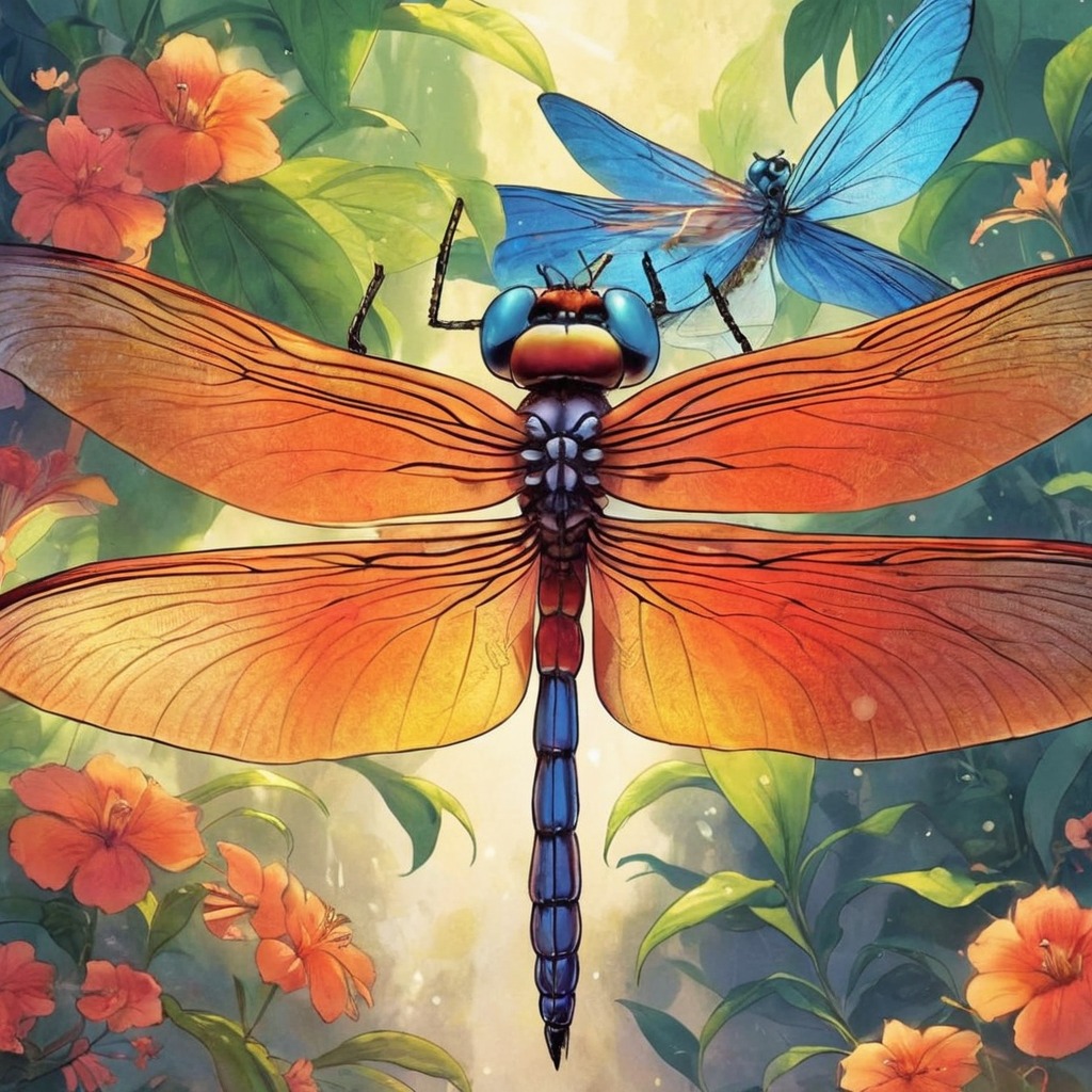 digitalart, fantasyart, insect, butterflies, dragonfly