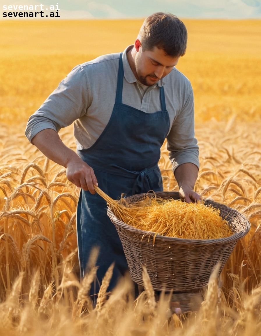 ukrainian farmer, harvesting, crops, field, golden sunlit, ukraine, ukrainians