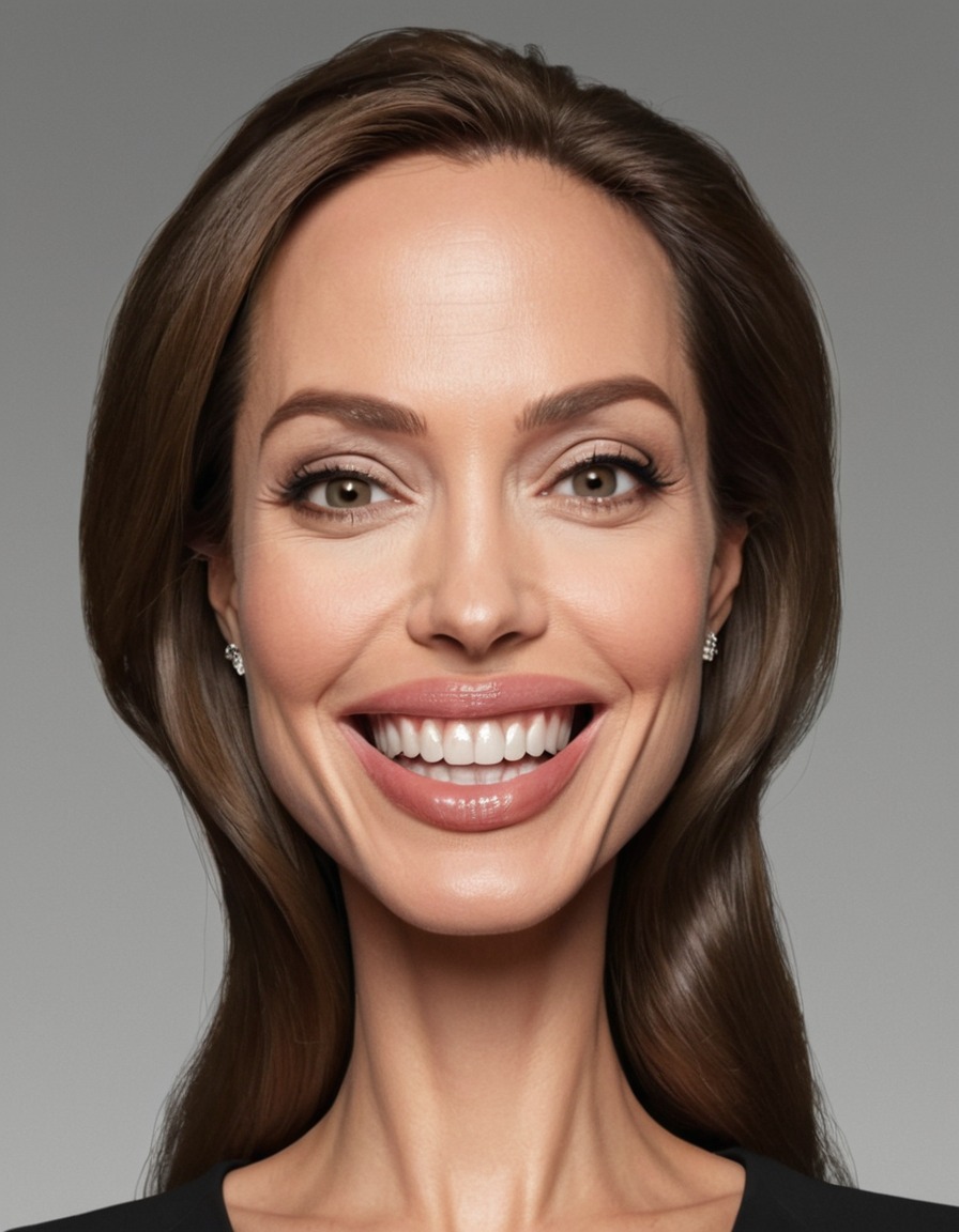 angelina jolie, caricature, big head, smile, actress, hollywood