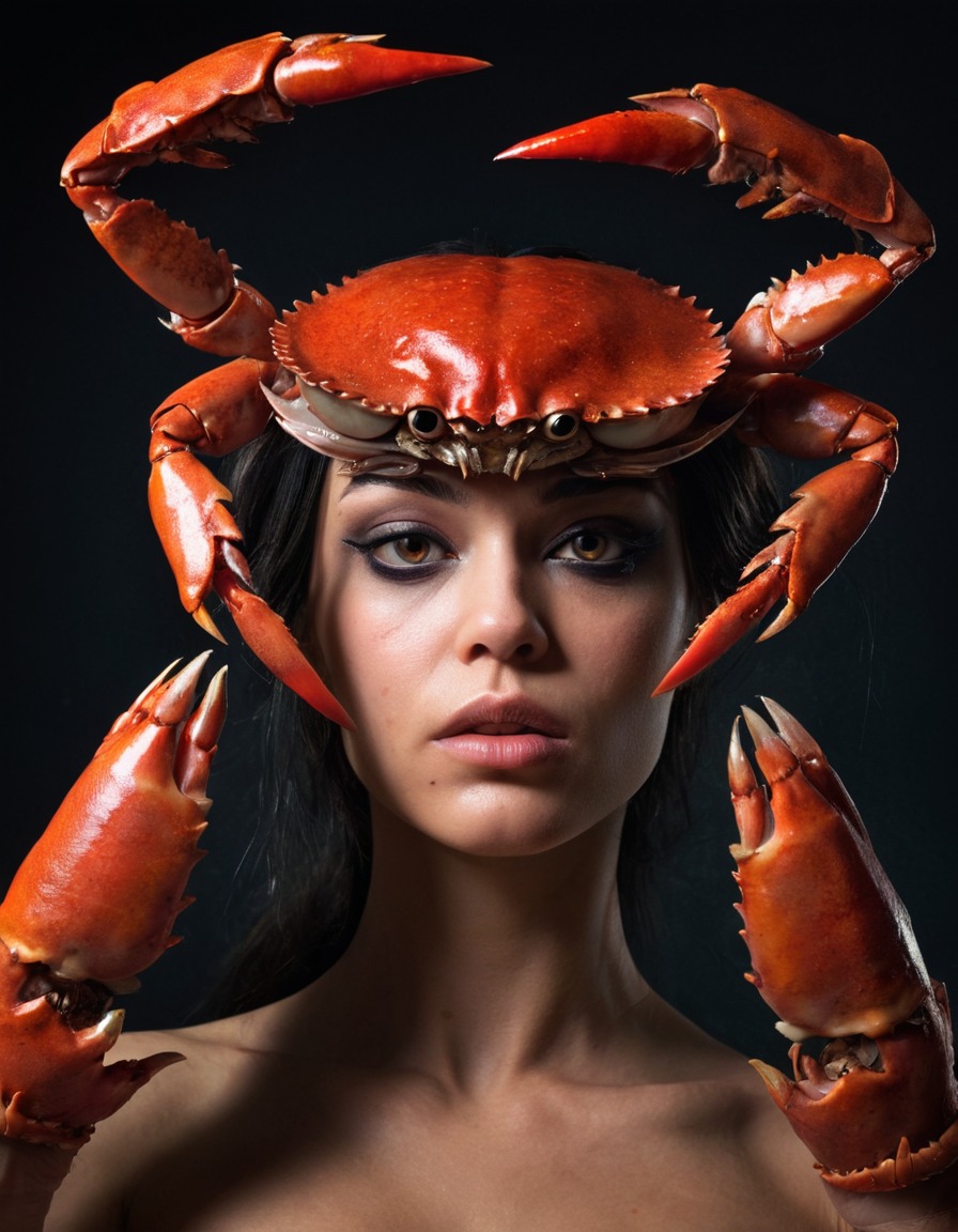 mutations, woman, female, crab-like, pincers, hands