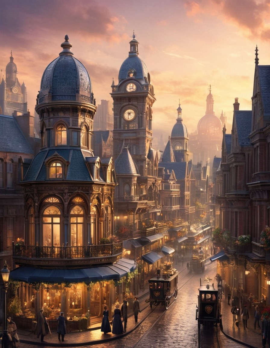 victorian, cityscape, architecture, urban life