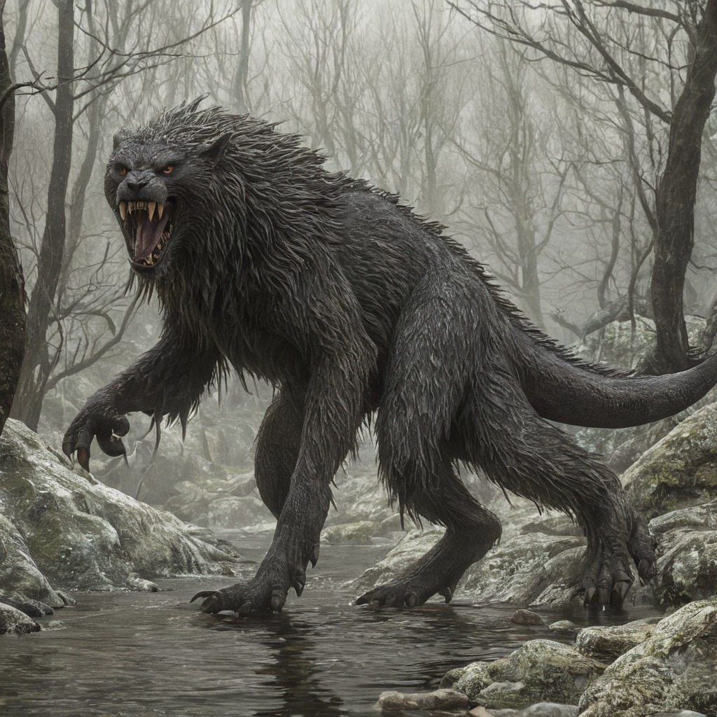 horror, monster, creature, creepy, werewolf, beast, dreamup, ai_art, creepycryptids