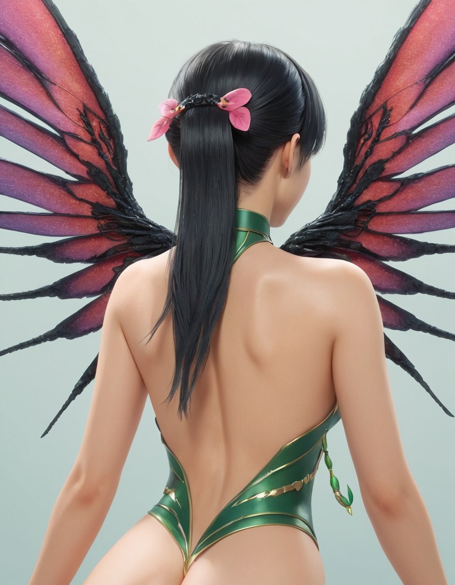 mutations, woman, female, anime, insect-like wings, transformation, evolution