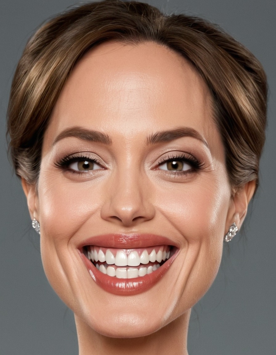 angelina jolie, caricature, big head, smile, actress, hollywood