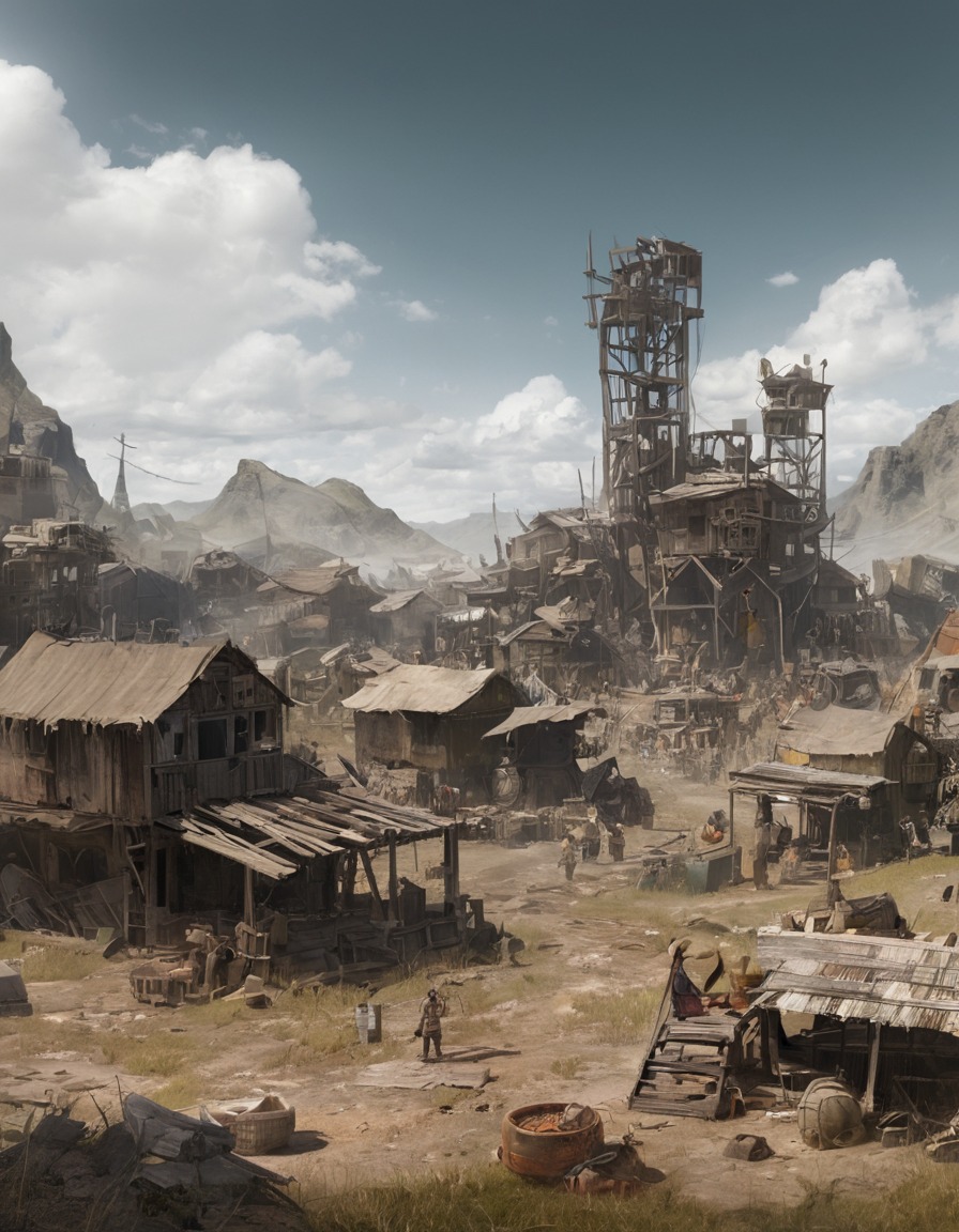 makeshift, settlement, salvaged materials, poverty, resourcefulness, fallout, games, tv shows, amazon prime