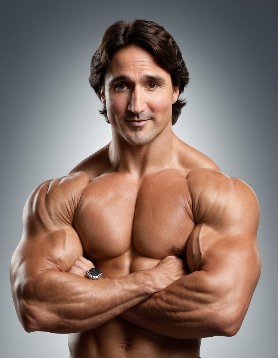 justin trudeau, bodybuilding, flexing, canada